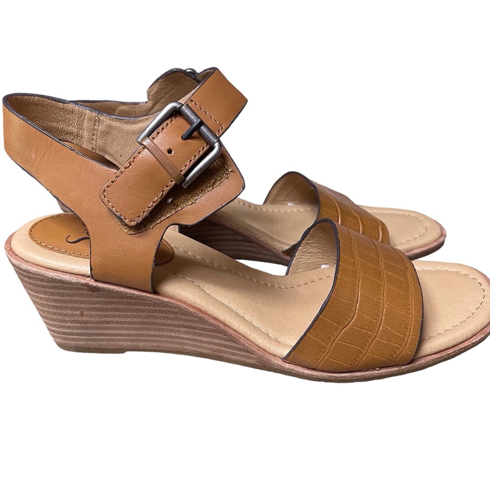 Söfft Women's Garin Luggage Croc Embossed Leather Wedges 8.5 - Picture 8 of 12